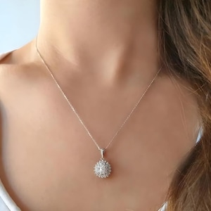0,42 kt diamanten ketting, 14 kt gouden elegante damesketting, handgemaakte luxe ketting, edelsteen bruidsketting, trouwketting, cadeau vrouw