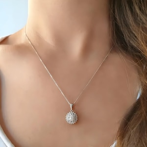 Élégant pendentif ovale topaze bleue, collier de mariée diamant véritable, collier de pierres précieuses, collier en or délicat, cadeau d'anniversaire