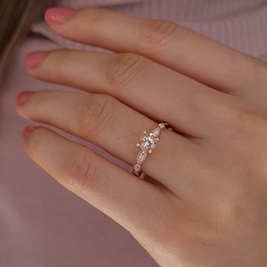 Vintage Morganite Solitaire Ring, 8K Gold Engagement Ring, Dainty Diamond Proposal Ring, Gemstone Jewelry, Natural Stone Ring, Unique Gift