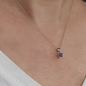 Minimalist Sapphire Solitaire Pendant, 14K Gold Gemstone Sparkle Necklace, Statement Jewelry, Dainty Women Necklace, Anniversary Gift
