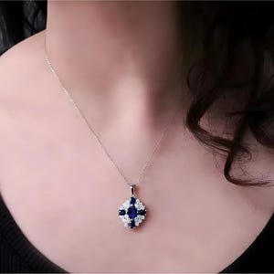 Collier saphir élégant pour femme, collier diamant nuptiale en or 14 carats, collier de mariage avec pierres précieuses, collier tendance luxueux, cadeau d'anniversaire