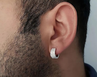 Orecchino da uomo con diamante in oro 14K, orecchino a bottone delicato, orecchino di pietra preziosa fatto a mano, orecchino unico per tutti i giorni, gioielli di dichiarazione, regalo per fidanzato