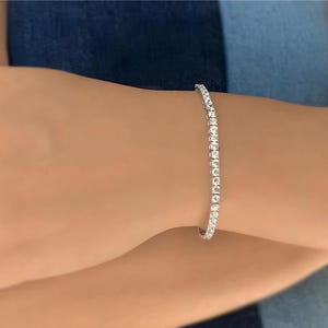 4,20 kt rond geslepen diamanten tennisarmband, 14 kt gouden damestennisarmband, elegante trouwarmband, luxe bruidsarmband, jubileumcadeau