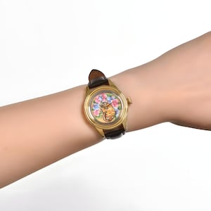 Butterfly Hand Painted Women Wristwatch, Stainless Still Waterproof Watch, Genuine Leather Luxury Watch, Floral Watch, Anniversary Gift