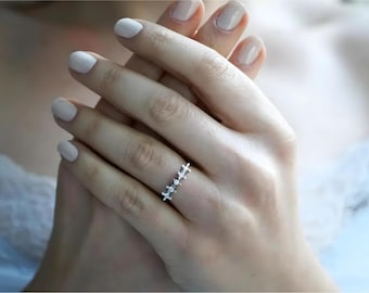 Anello di nozze con 5 diamanti autentici, anello di fidanzamento floreale fatto a mano in oro massiccio 8K, anello di fidanzamento unico, regalo per donna