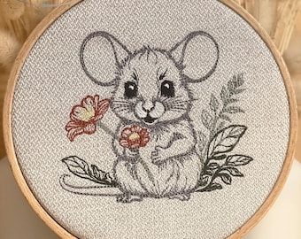 Embroidery file garden mouse set 6 sizes, mouse scribble from 3.1x3.5inch, embroidery design for light decoration, machine embroidery