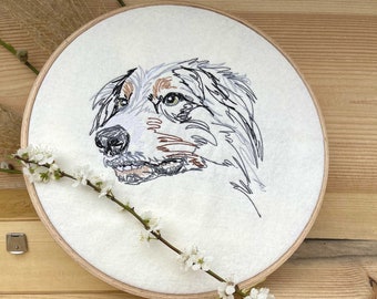 Australian Shepherd Embroidery Design Dog Head Embroidery Design Keychain In The Hoop Dog Scribble Line Drawing Machine Embroidery