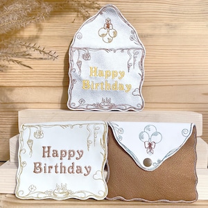 ITH Stickdatei Geschenkumschlag 13x18 in 2 Varianten, In The Hoop Happy Birthday Umschlag, Maschinenstickerei, Stickdesign Gutscheinhülle