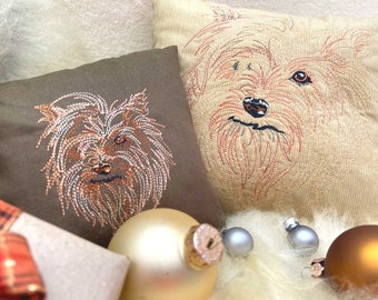 ヨークシャーテリアの刺繍デザインセット（8サイズ）、縫いやすい犬の