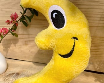Embroidery file Moon Stuffie 9,4x13,4, ITH soft toy moon, In The Hoop moon pillow, machine embroidery