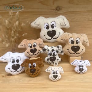 Embroidery file dog stuffie set, ITH cuddly pillow Schnuffelkopp in 8 sizes from 4x4 hoop, In The Hoop pillow, machine embroidery