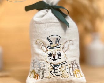ITH gift bag in 8x11,8, Embroidery file pouch blank and with Monster Fred, Quick n Easy ITH machine embroidery gift wrap