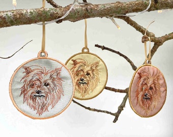 ヨークシャーテリアの刺繍デザインセット（8サイズ）、縫いやすい犬の