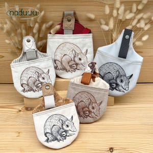 Embroidery file bag set with 5 sizes, ITH embroidery file leash bag armadillo L-Bag, In the hoop belt bag, ITH bag, machine embroidery