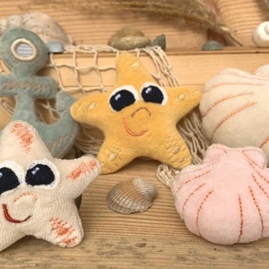 Embroidered Shell Toy Anchor Shell Starfish in the Hoop Embroidery File Set for 4x4 Hoop ...