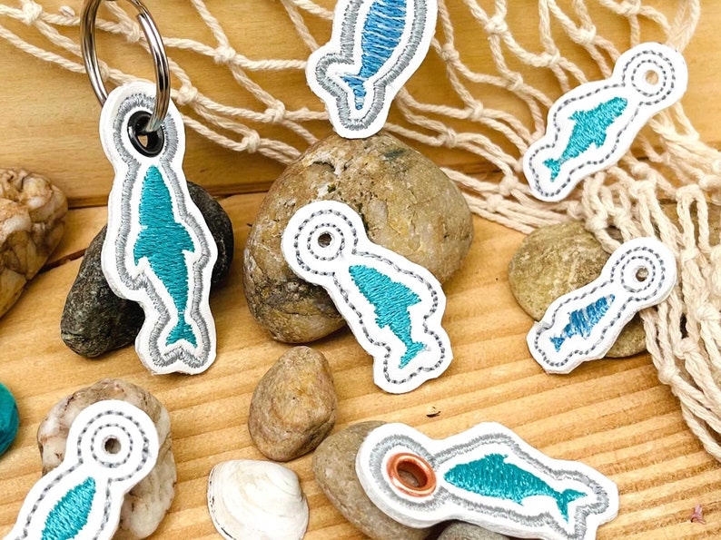 Fish pendant embroidery file for 4x4'' hoop In The Hoop maritime mini charms machine embroidery set with 9 fish pendants ITH image 8
