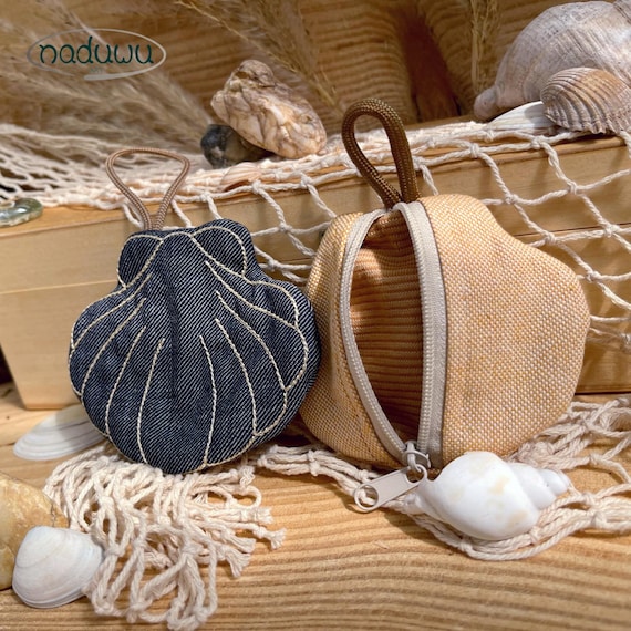 ITH Stickdatei Muschel Tasche für 10x10 Rahmen mit Reißverschluss, In The Hoop Junior Shell Zip Bag in Muschelform, Maschinenstickdesign