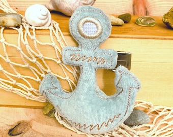 Anchor Pillow 4x4'' In The Hoop Embroidery File and 2 Nautical Keychains ITH Machine Embroidery Set with 3 Embroidery Design