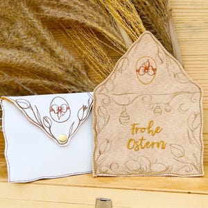 Embroidery file Easter 5x7 envelope, In The Hoop gift envelope, ITH Easter, embroidery design Easter eggs and tulips, machine embroidery