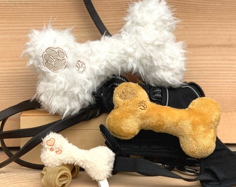 Embroidery file bone stuffie, In The Hoop embroidery design in 7 sizes and 3 designs, ITH dog toy, machine embroidery for dogs