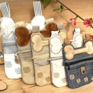Zipper Bag 5 Sizes In The Hoop Set Bag with Insert Pocket at Front & Back Embroidery File Dog Paws Bone Applique Bonebag ITH