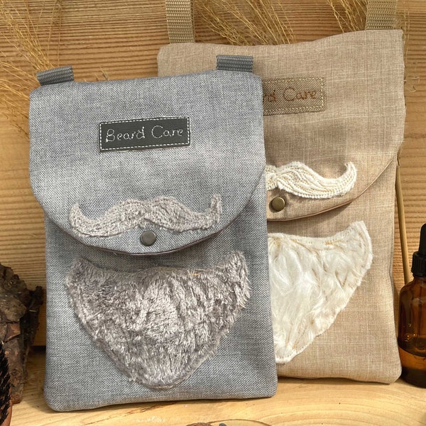 Beard Care Bag “BC” XL, XXL Set In The Hoop Zipper Bag with Flap Embroidery File Beard Machine Embroidery Beard Care Bag Embroidery Design
