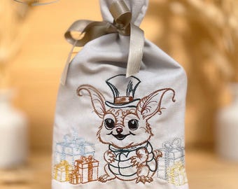 ITH gift bag in 6,3x9,8, Embroidery file pouch blank and with Monster Fred, Quick n Easy ITH machine embroidery gift wrap