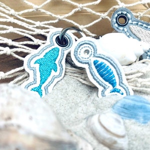 Fish pendant embroidery file for 4x4'' hoop In The Hoop maritime mini charms machine embroidery set with 9 fish pendants ITH image 2