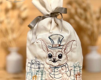 ITH gift bag in 9,4x14,2 , Embroidery file pouch blank and with Monster Fred, Quick n Easy ITH machine embroidery gift wrap