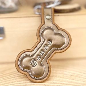 Stickdatei Knochen, Großer 3D Anhänger 9x13 mit Schlaufe, ITH Schlüsselanhänger, Taschenbaumler In The Hoop Stickdesign für Stickmaschinen