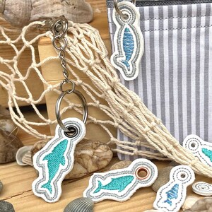 Fische Anhänger Stickdatei für 10x10 Rahmen In The Hoop maritime Mini-Charms Stickdesign ITH Maschinenstickerei Set mit 9 Fischanhängern Bild 6