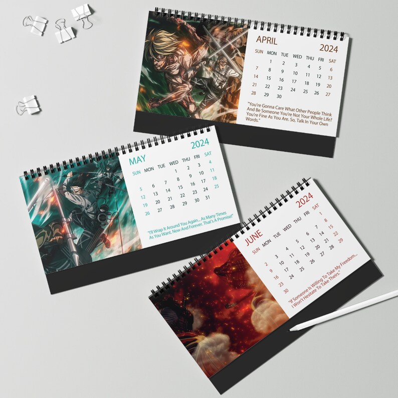 2024 Anime Manga Desk Calendar 2024 Desk Calendar 2024 Calendar Anime