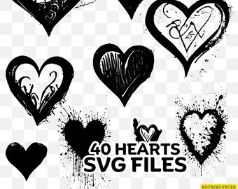 40 Heart SVG Vector Files: Print on Demand Designs (Digital Download)