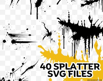 40 SVG Ink Splatter Files | Cricut Print on Demand Canva Instant Download