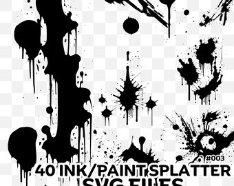 40 SVG Ink Splatter Files | Cricut Print on Demand Canva Instant Download