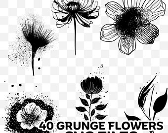 40 Grunge Flower SVG Files: Cricut & Canva Designs (Digital Download)