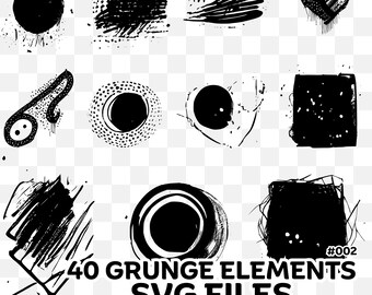 40 Grunge Element SVG Files: Commercial Use Graphics (Digital Download)