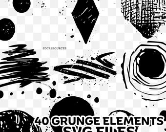 40 Grunge Texture SVG Files: Print on Demand Graphics (Digital Download)