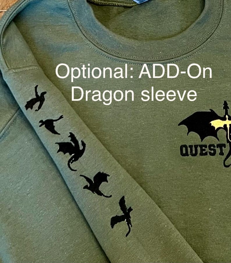 If you would like the dragons on the sleeve- please purchase that option in the "ADD-ON" section of the shop and put in the personalization section what color thread you would like