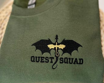 Quest Squad Sweatshirt Onyx Storm, Empyrean series, Fourth Wing Embroidered Sweatshirt, Onyx Storm Sweatshirt