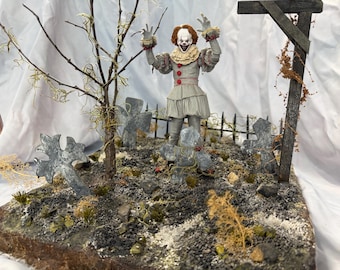 Handmade Haunted Graveyard Diorama Display for 1/10, 1/12 Scale Figures