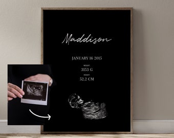 Baby Birth Name Poster Stats Details Personalized Gift Wall Decor ...