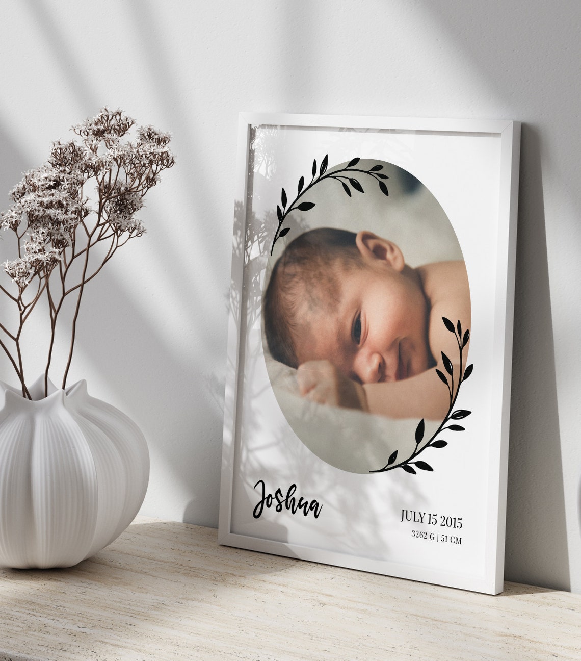 Baby Birth Name Poster Stats Details Personalized Gift Wall Decor ...