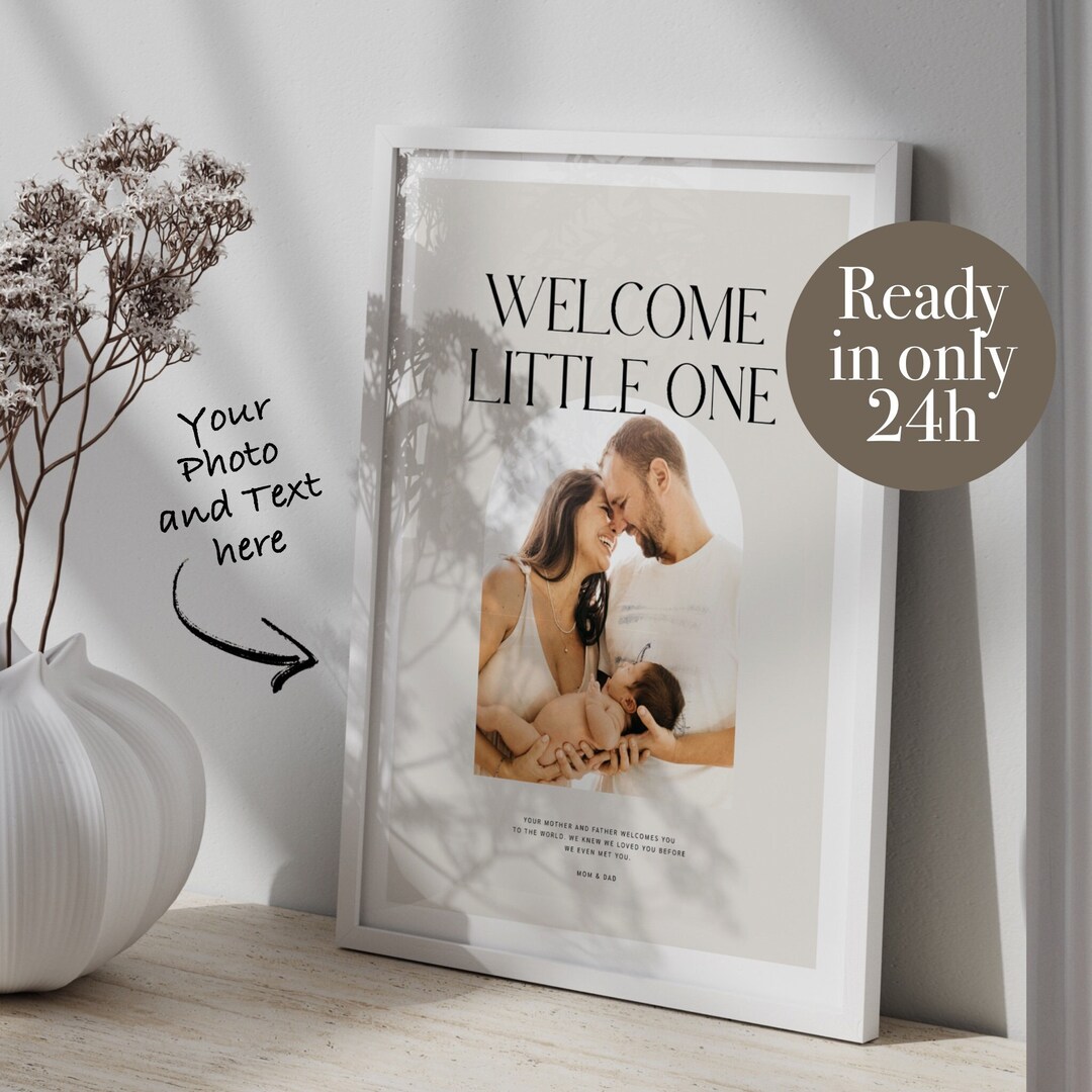 Personalized Family Photo Poster: Custom Text, Minimalist Wall Art ...