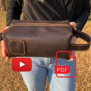 Leather Dopp Kit -Men Toiletry Bag Pattern - Pdf Download - Bag Pattern - Leather Pattern - Travel Bag-PDF Leather-Leather Pattern Template