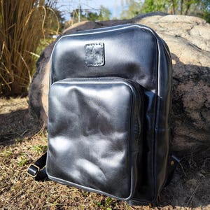 Handmade Leather Laptop Backpack - Vintage style, Durable Business Bag, Rustic Travel & Work Backpack with Document Storage