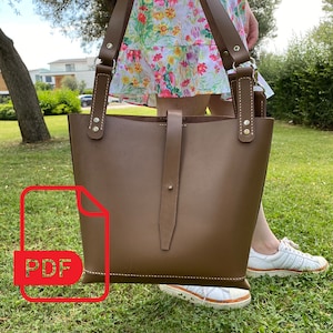 Leder Tote Bag PDF - Digital Download für Leathercrafters, handgemachte Einkaufstasche Vorlage, DIY Leathercraft Projekt
