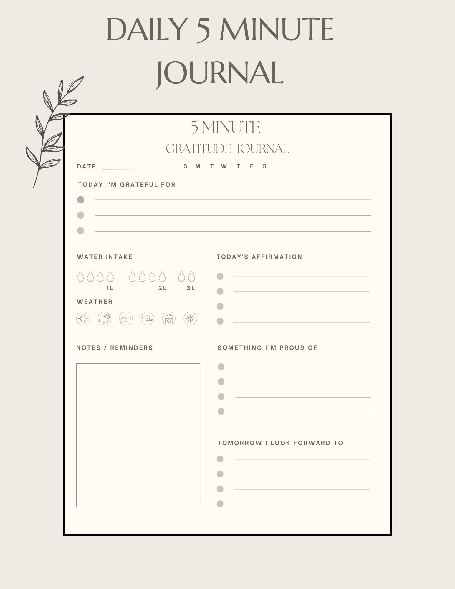 5 Minute Gratitude Journal Digital Digital Gratitude Journal Etsy
