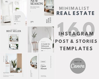 Real Estate Instagram Templates: 160 Posts & Stories (Canva)