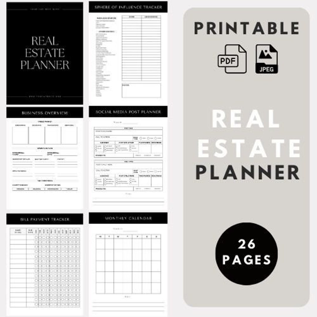 Real Estate Agent Planner Printable Planner Real Estate Marketing Planner for Realtors New Real ...